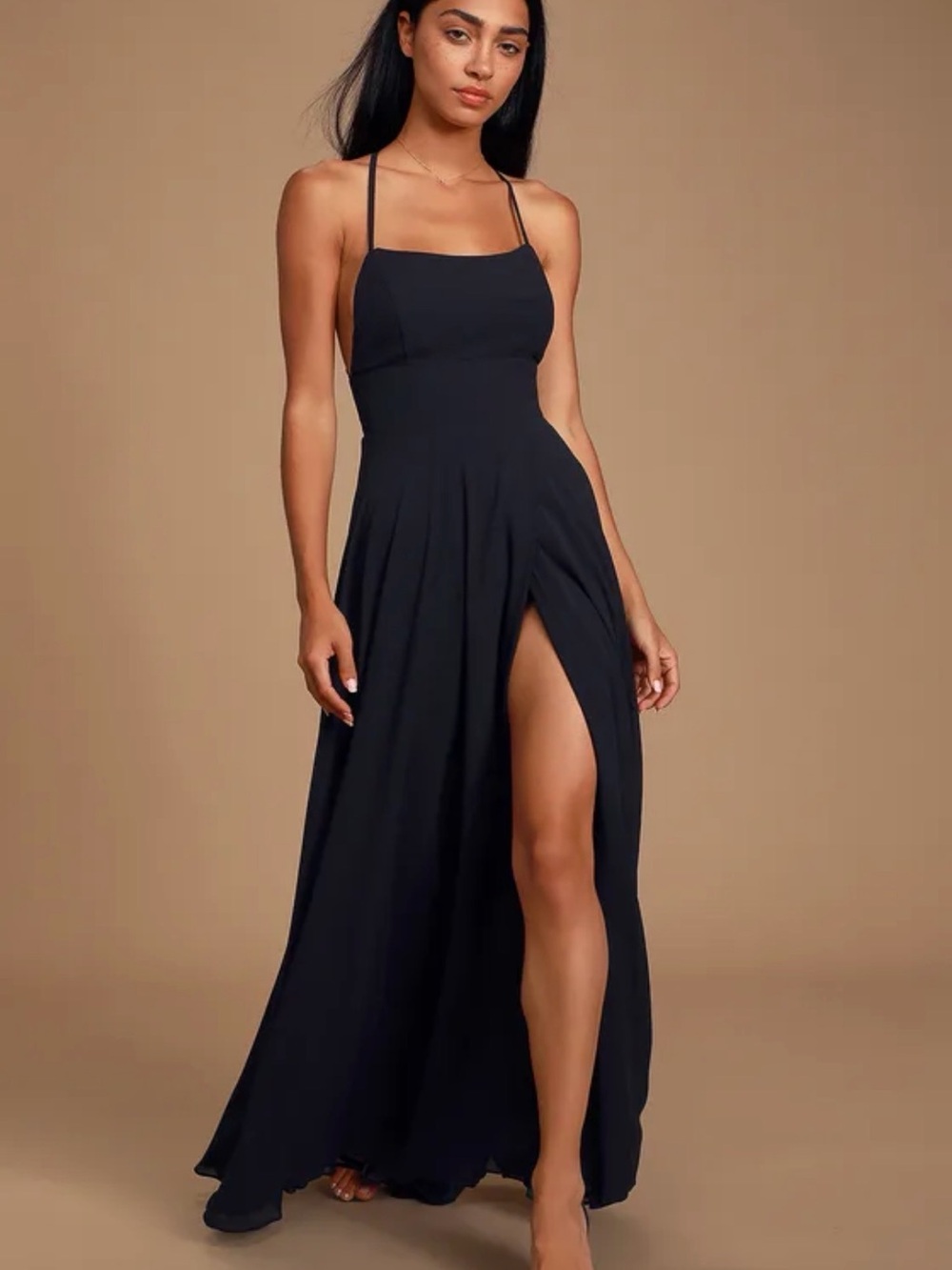 Lulu's Dreamy Romance Black Backless Maxi Dress